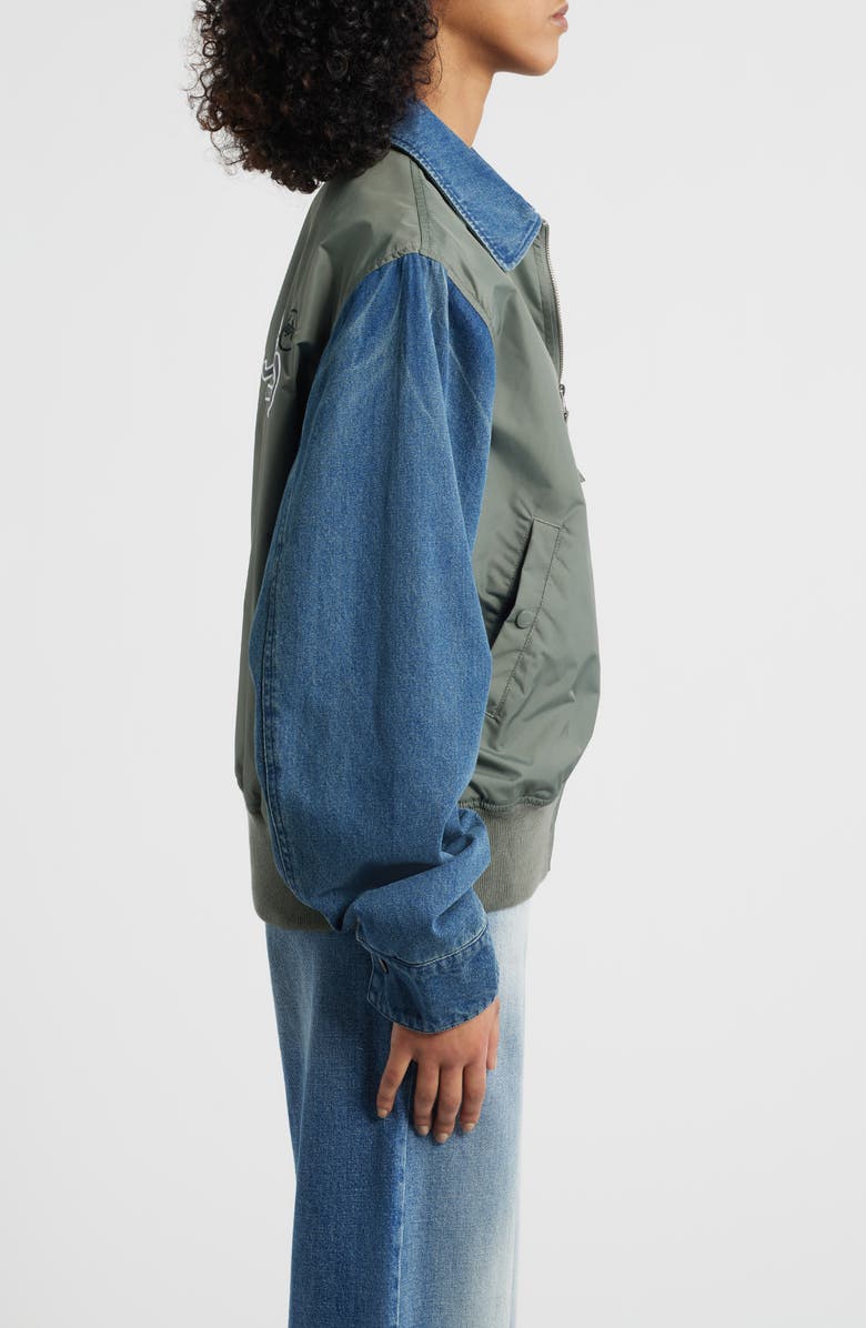 Alpha Industries Mixed Media Flight Jacket, Alternate, color, Field Gray