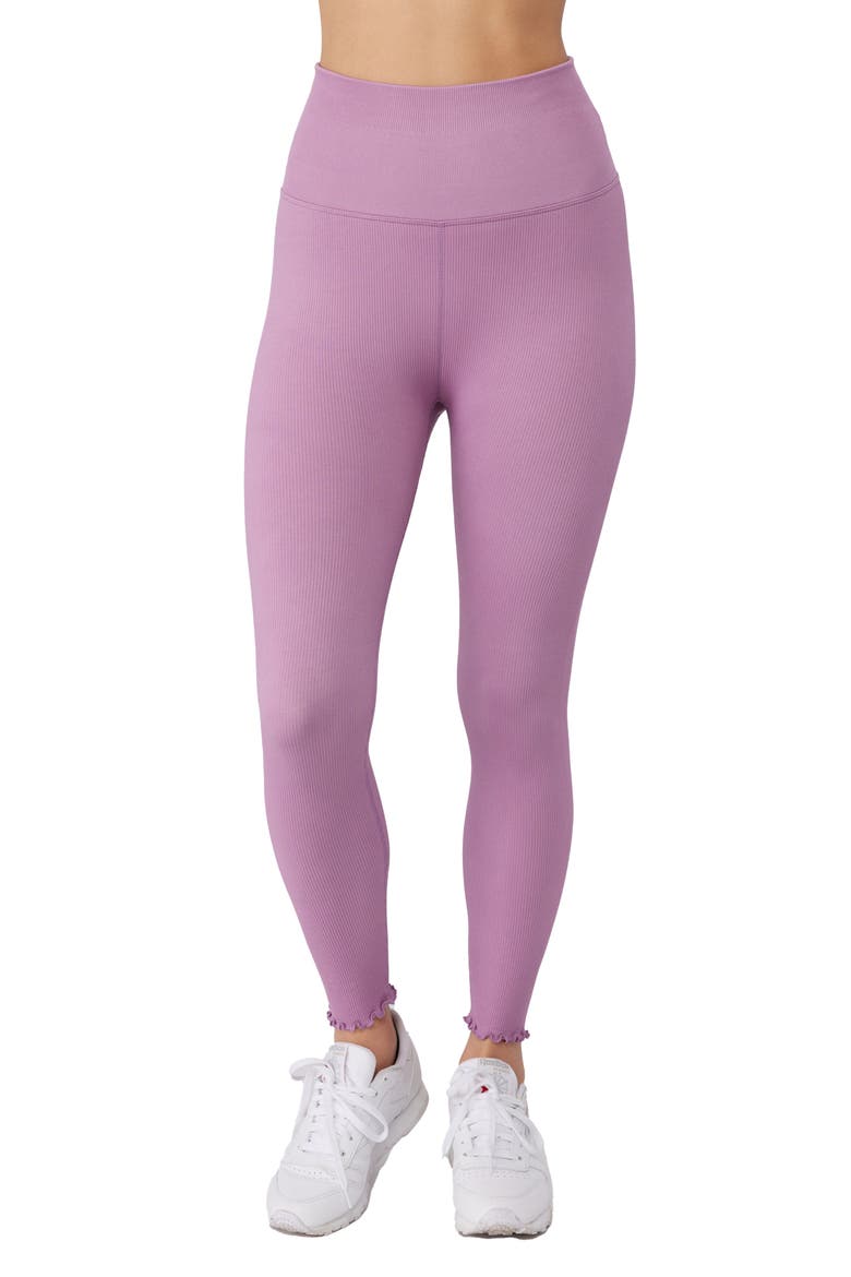 Love Sculpt Rib Ruffle Cuff Leggings, Main, color, AMETHYST