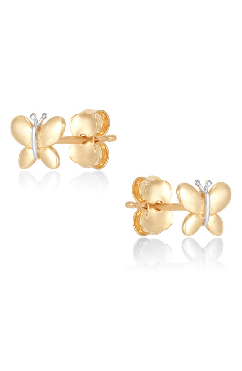 Frankie & Zoe Two-Tone Butterfly Stud Earrings, Alternate, color, Yellow Gold/ Silver