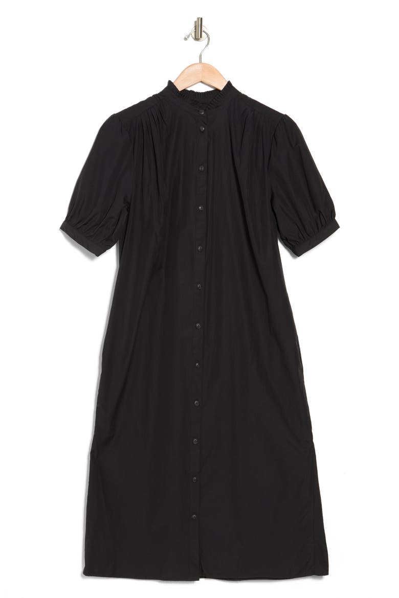 Jordan Cotton Midi Shirtdress, Alternate, color, BLACK