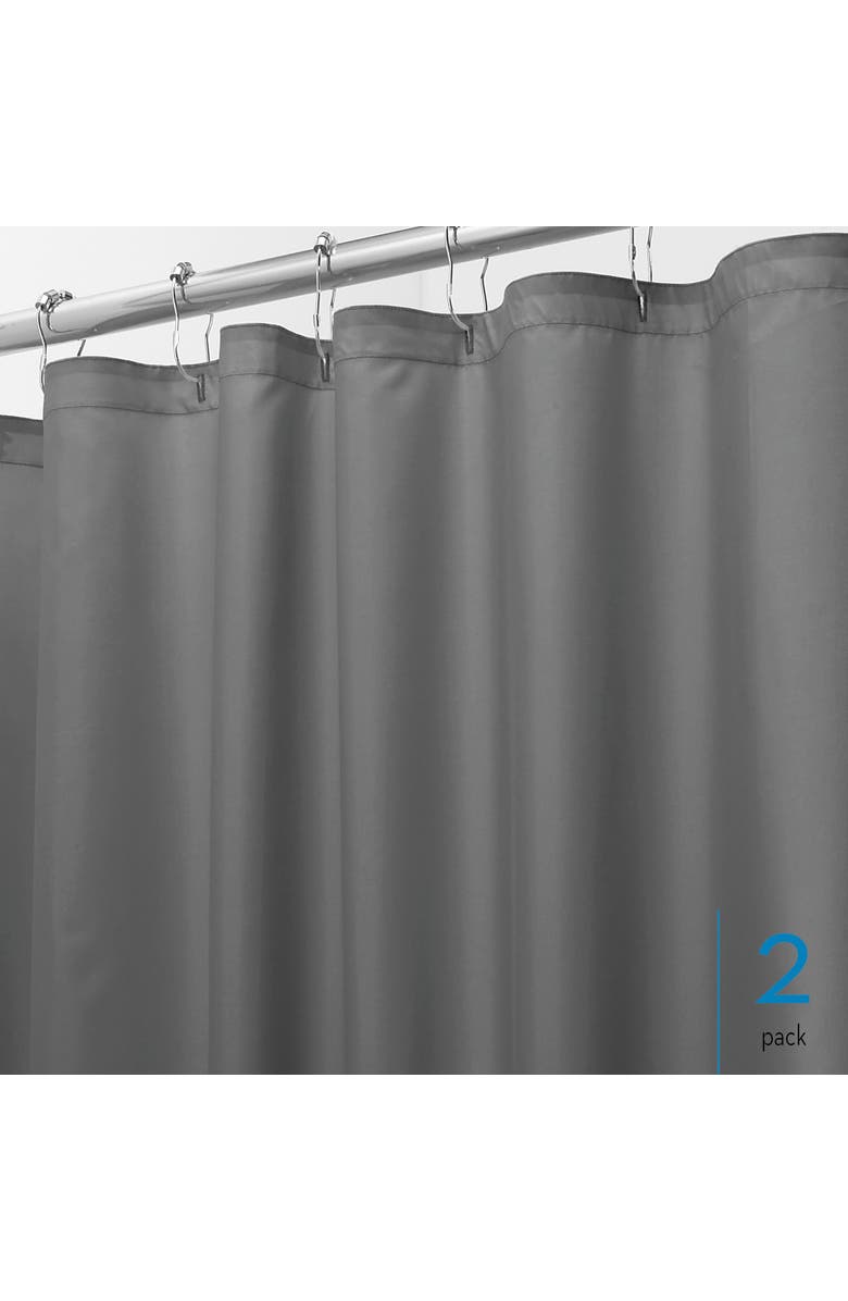 iDesign Solid Polyester Shower Curtain - 72" x 72" - Set of 2 - Gray, Alternate, color, Gray
