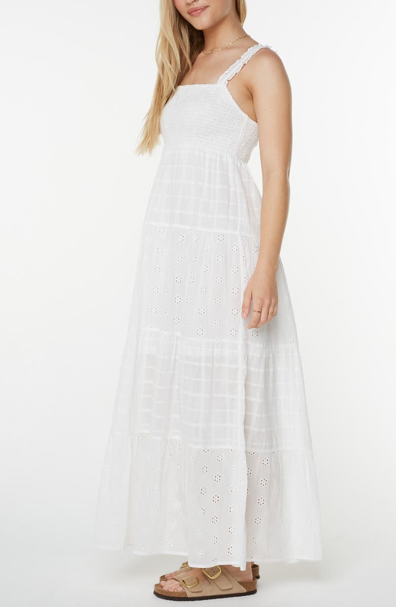 Roxy Lily Bloom Eyelet Ruffle Maxi Dress, Alternate, color, Snow White Solid
