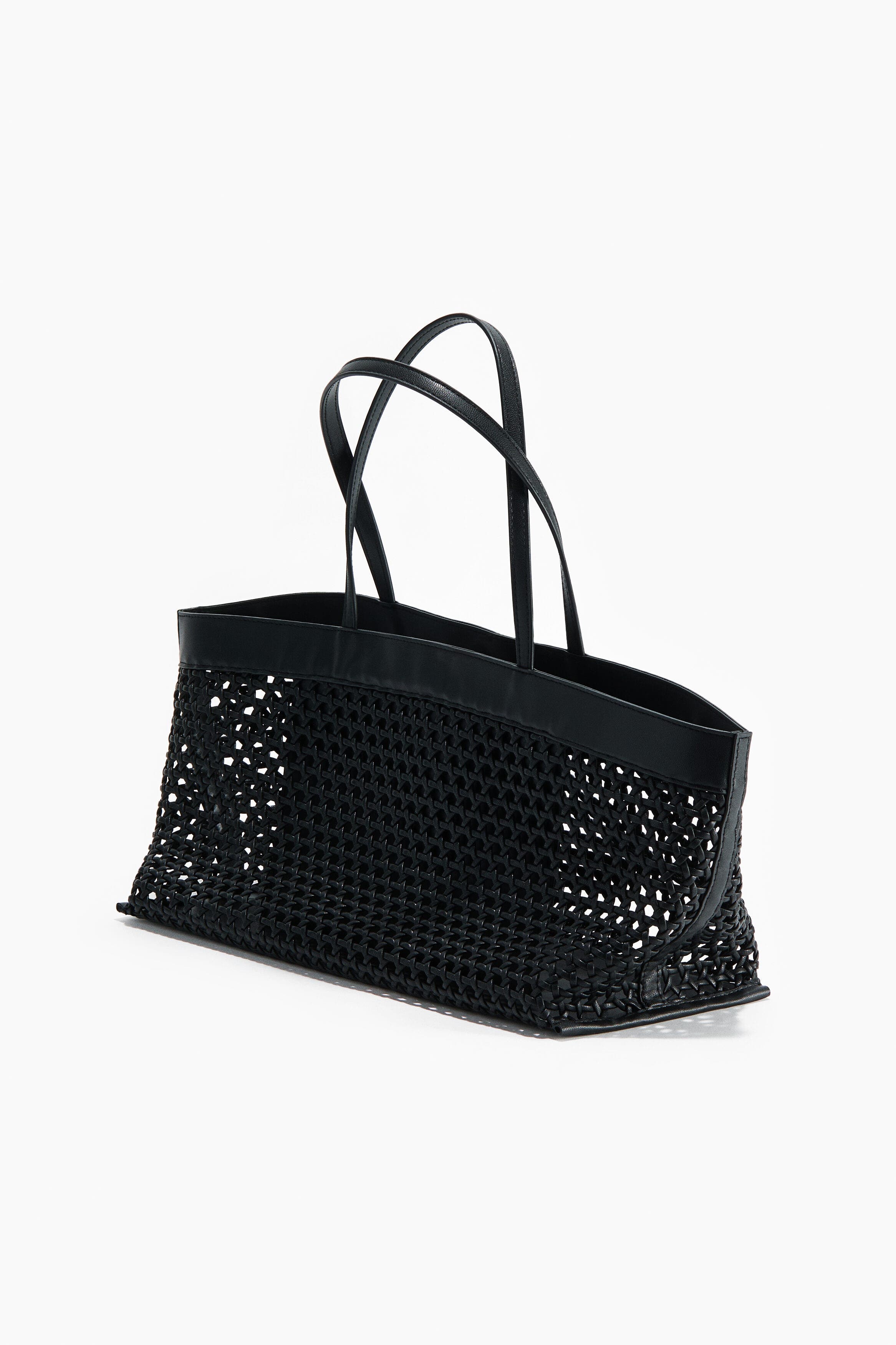 Lattice-weave Shopper, Main, color, Black