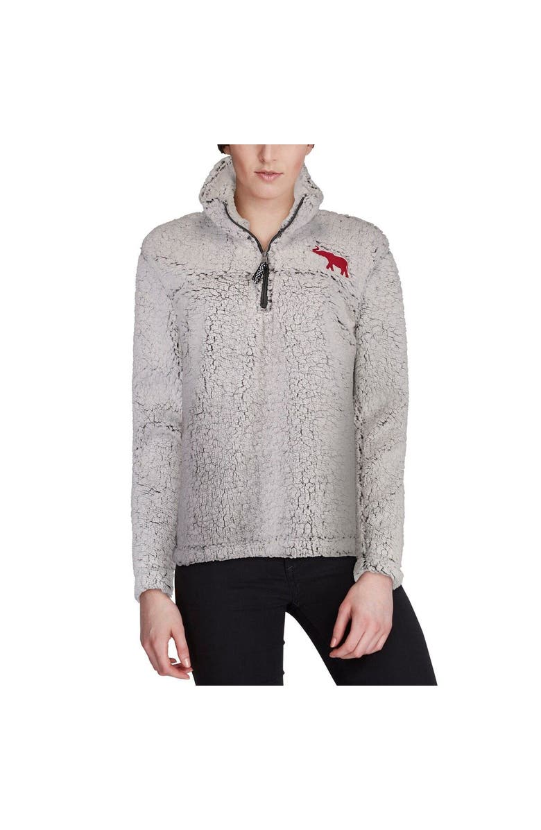 BOXERCRAFT Women's Gray Alabama Crimson Tide Sherpa Super-Soft Quarter-Zip Pullover Jacket, Alternate, color, Gray