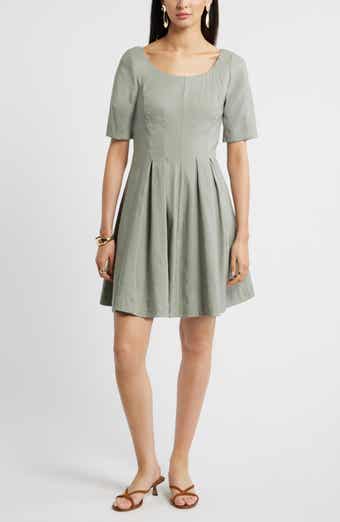 Scoop Neck Linen Blend Dress