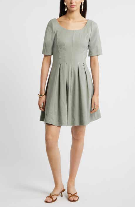 Scoop Neck Linen Blend Dress