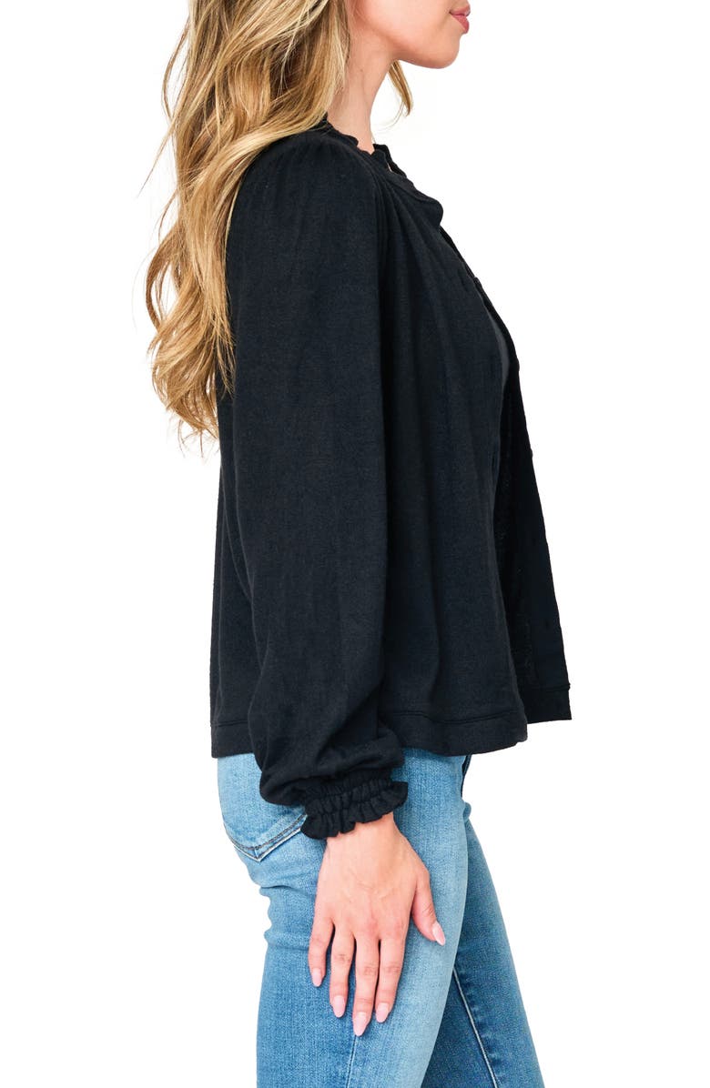 GIBSONLOOK Ruffle Accent Cardigan, Alternate, color, Black