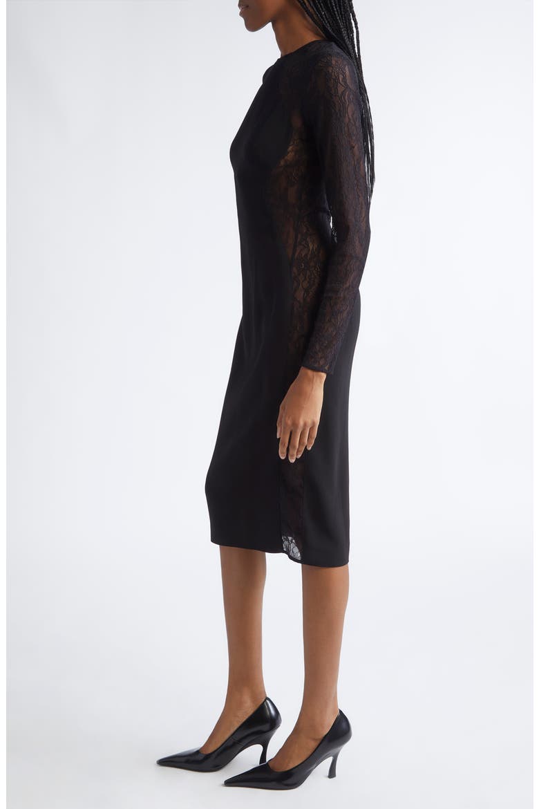 Lace Long Sleeve Dress, Alternate, color, BLACK