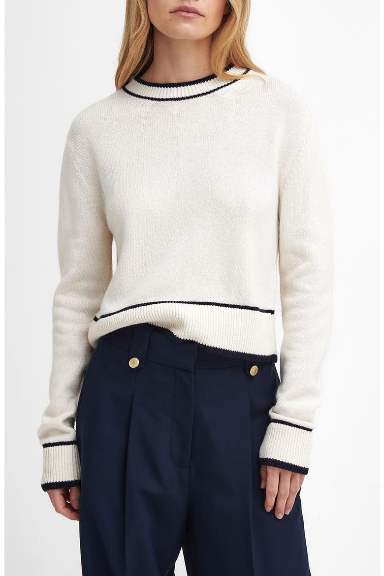 Rochelle Tipped Crop Wool & Cotton Sweater, Main, color, CLOUD