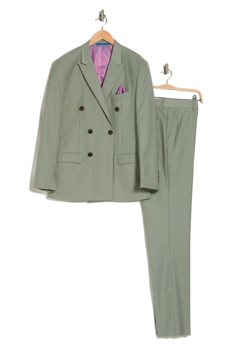 Slim Fit Solid Double Breasted Suit, Alternate, color, SAGE