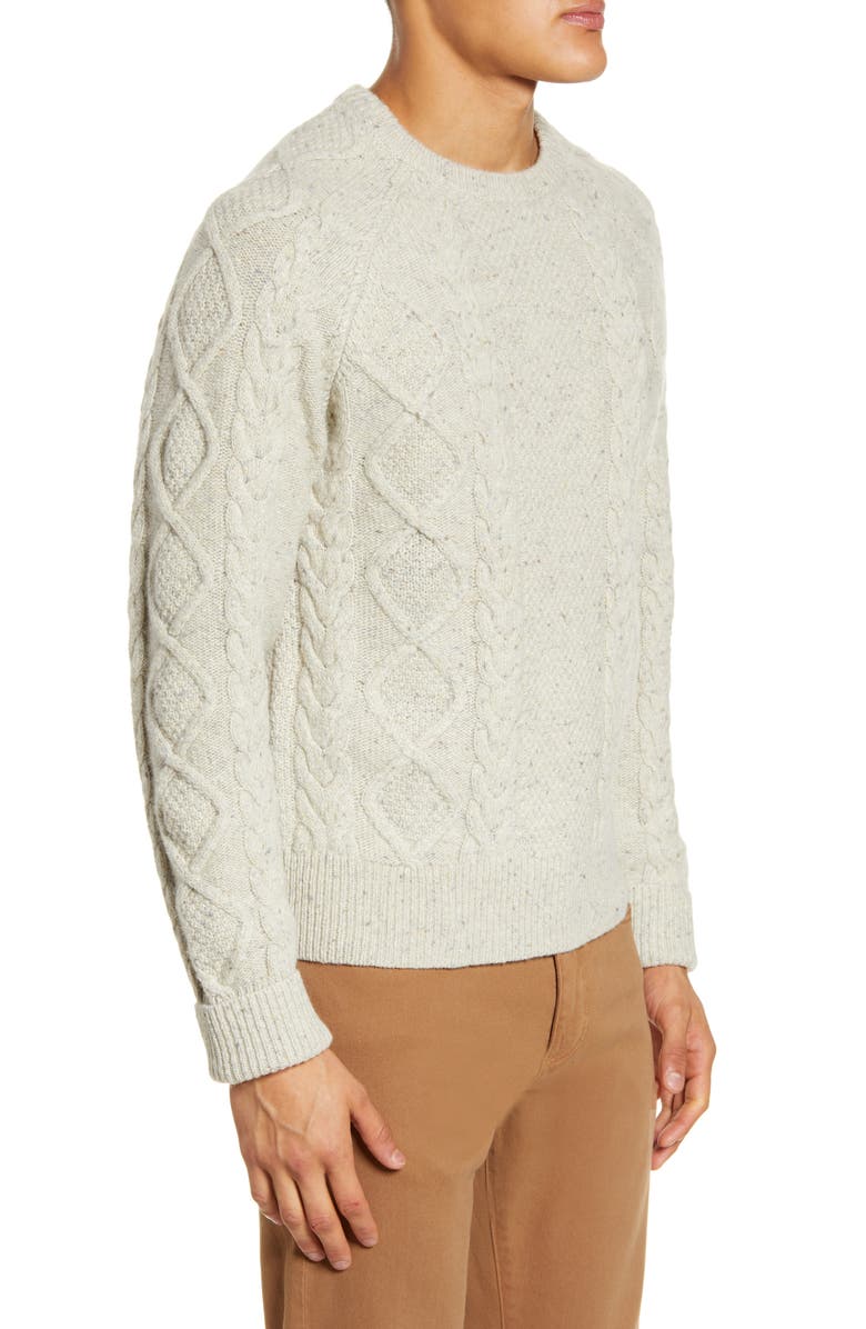 Madewell Donegal Cable Knit Fisherman Sweater, Alternate, color, 