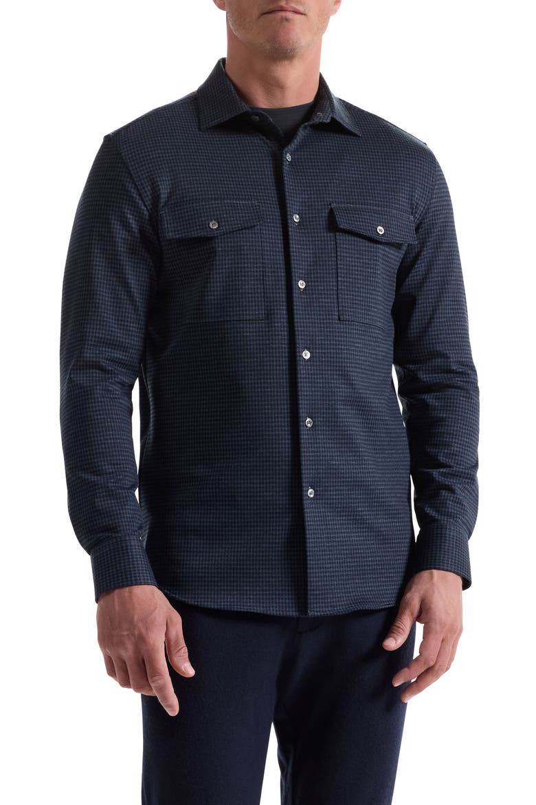Knit Button-Up Shirt, Main, color, NAVY