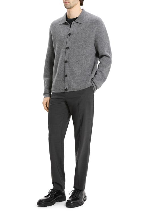 Theory Cameron Corded Cashmere Button Sweater In Gray