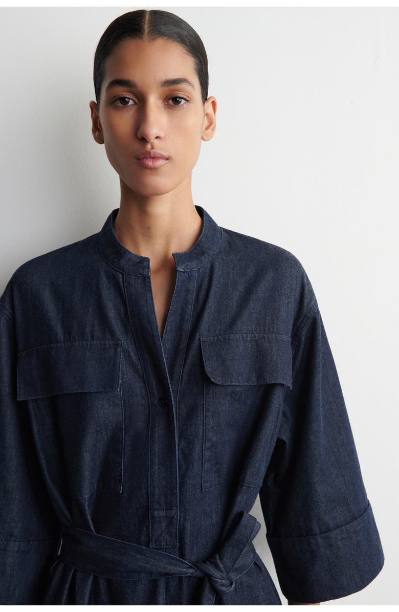 COS Denim Utility Midi Shirt Dress, Alternate, color, Dark Blue