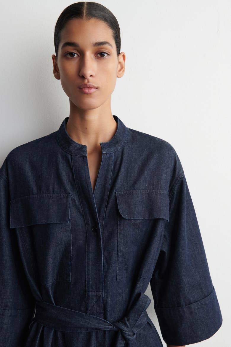 midi utility shirt dress Belted Utility Shirt Dress Black