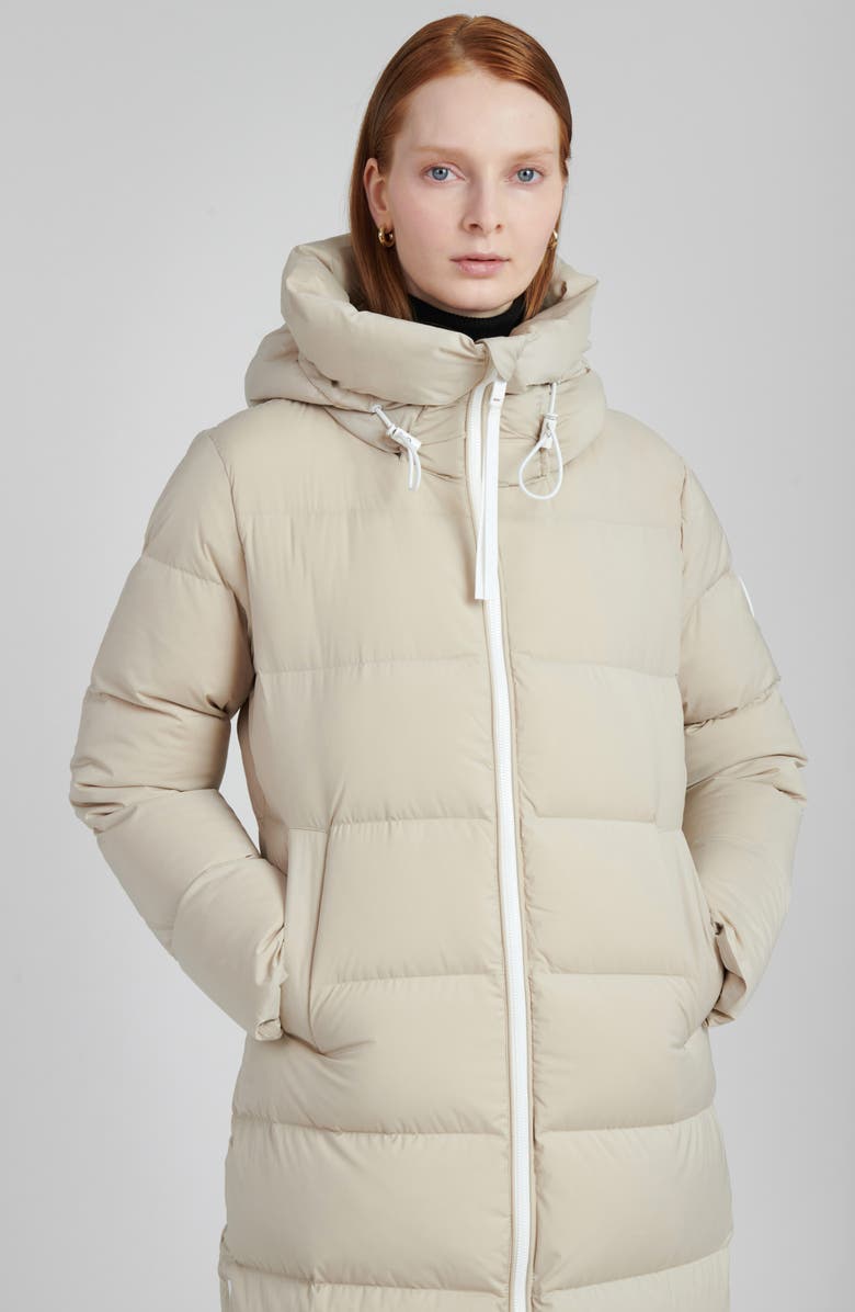 The Recycled Planet Company Water Resistant Hooded Down Coat, Alternate, color, Feather Grey