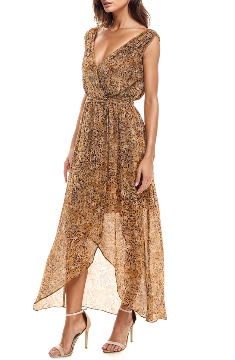 Socialite Abstract Print Chiffon High-Low Dress, Alternate, color, 