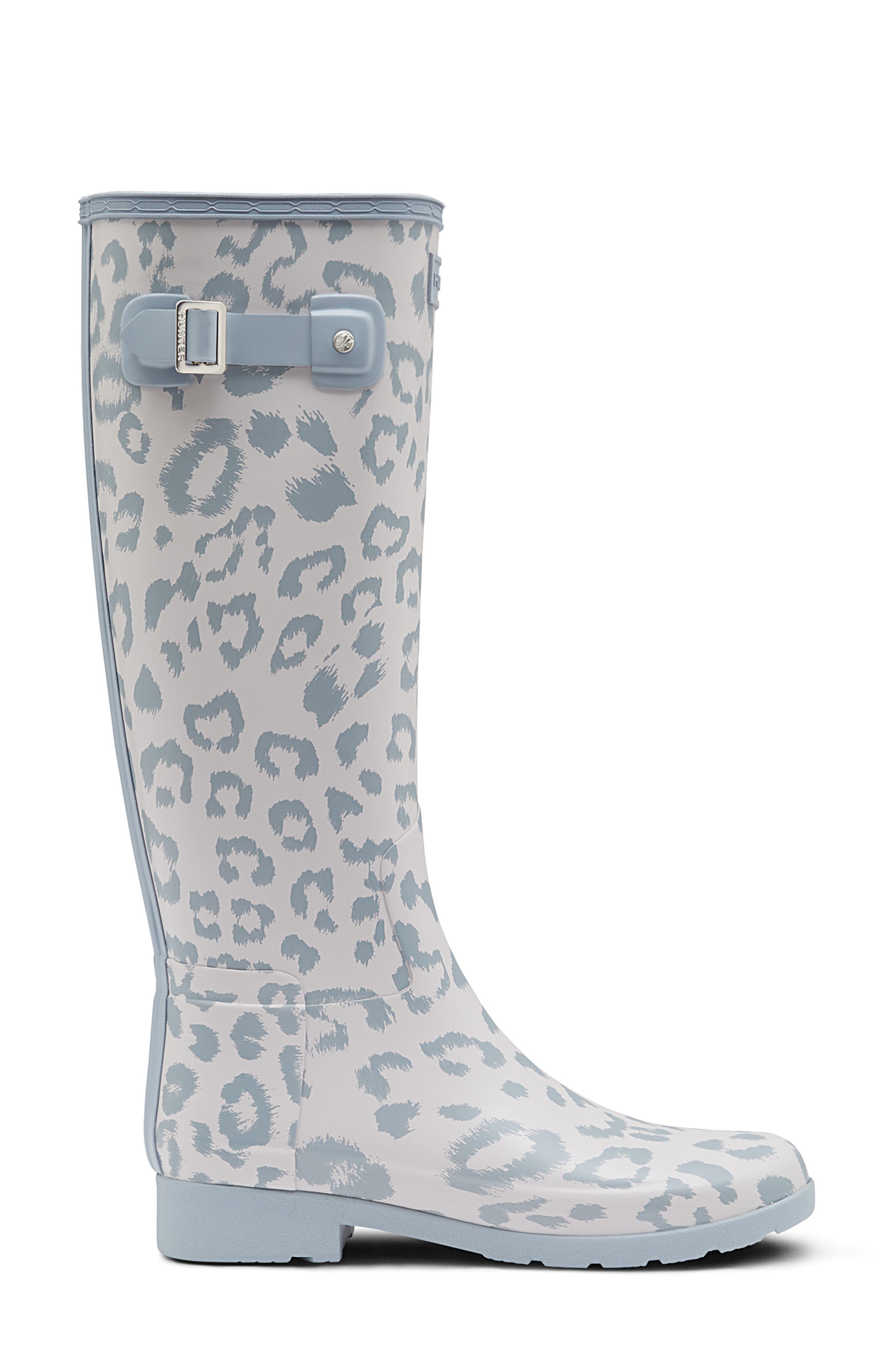 Hunter Original Leopard Print Refined Tall Waterproof Rain Boot, Alternate, color, 