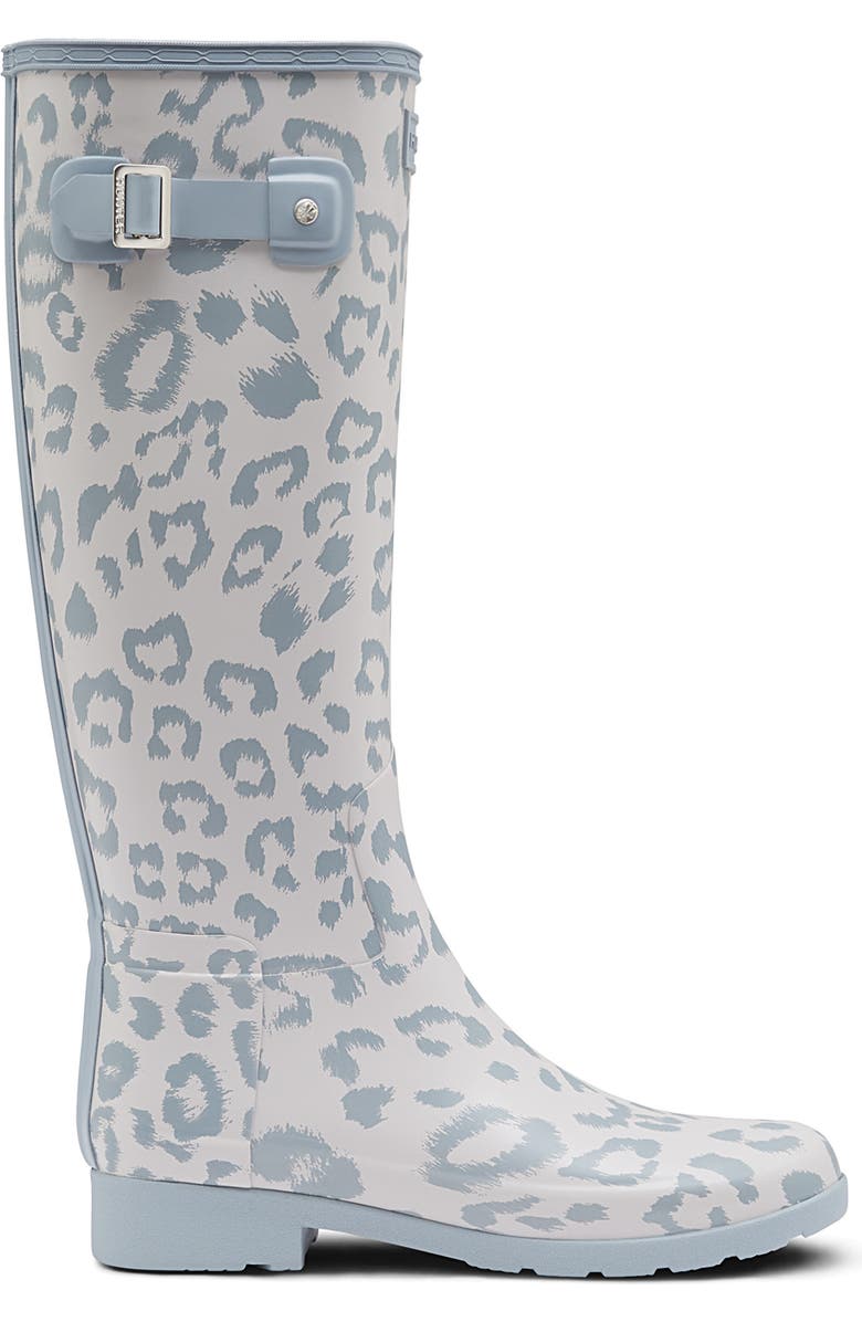 Hunter Original Leopard Print Refined Tall Waterproof Rain Boot, Alternate, color,