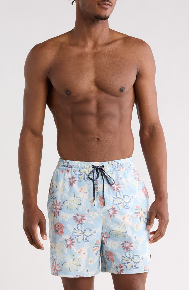 Quiksilver Vacancy Volley Swim Trunks, Main, color, Airy Blue