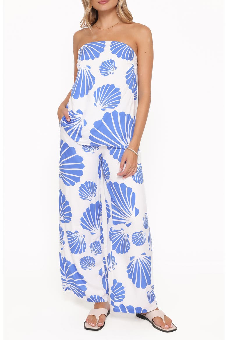 Kristy Strapless Top & Wide Leg Pants Set, Main, color, BLUE SHELL