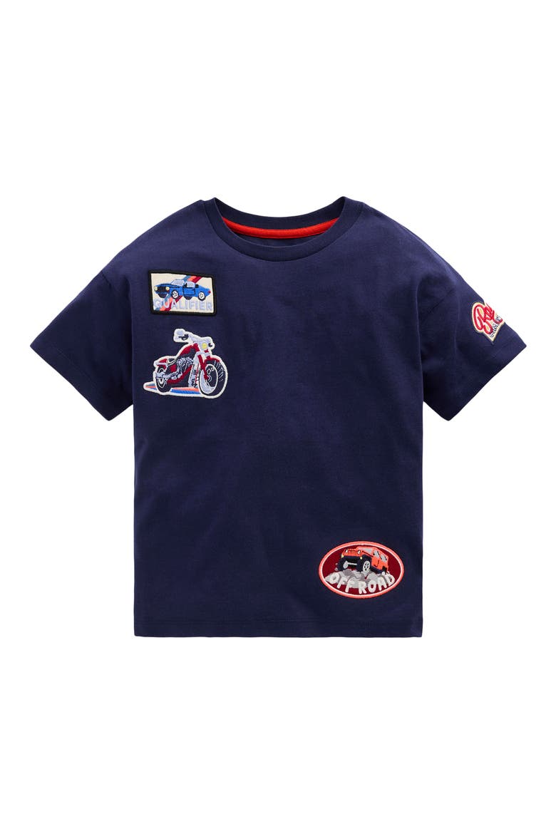 Kids' Short Sleeve Badge T-Shirt, Main, color, NAVY CARS