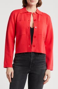 Love By Design Kogan Collared Crop Sweater Jacket