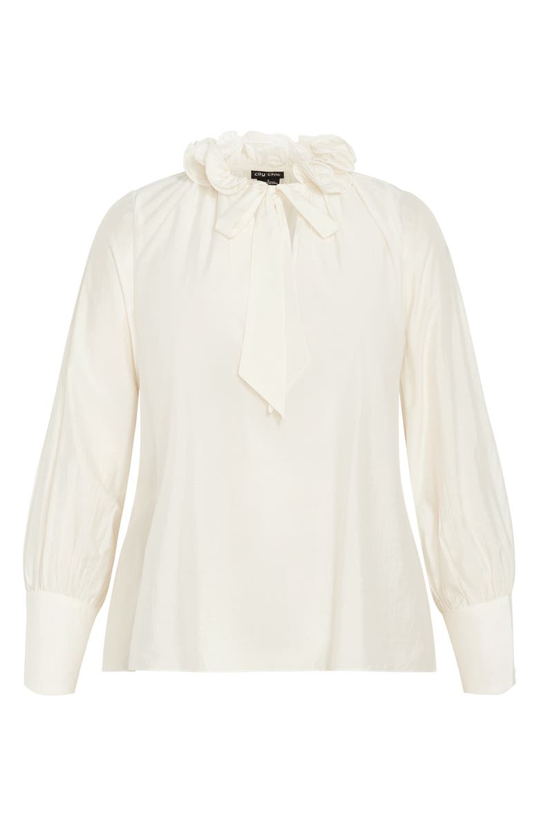 City Chic Antoinette Tie Neck Top, Alternate, color, Cream