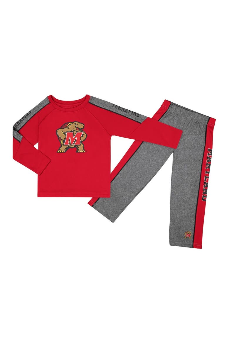 Toddler Colosseum Red/Heather Gray Maryland Terrapins Logo Raglan Long Sleeve T-Shirt & Pants Set, Alternate, color, Red