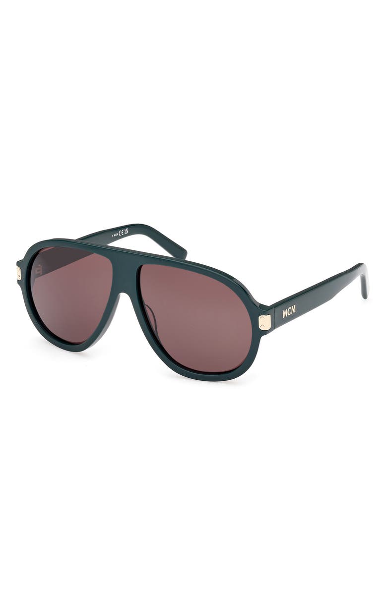 MCM 59mm Pilot Sunglasses, Alternate, color, Shiny Dark Green / Brown