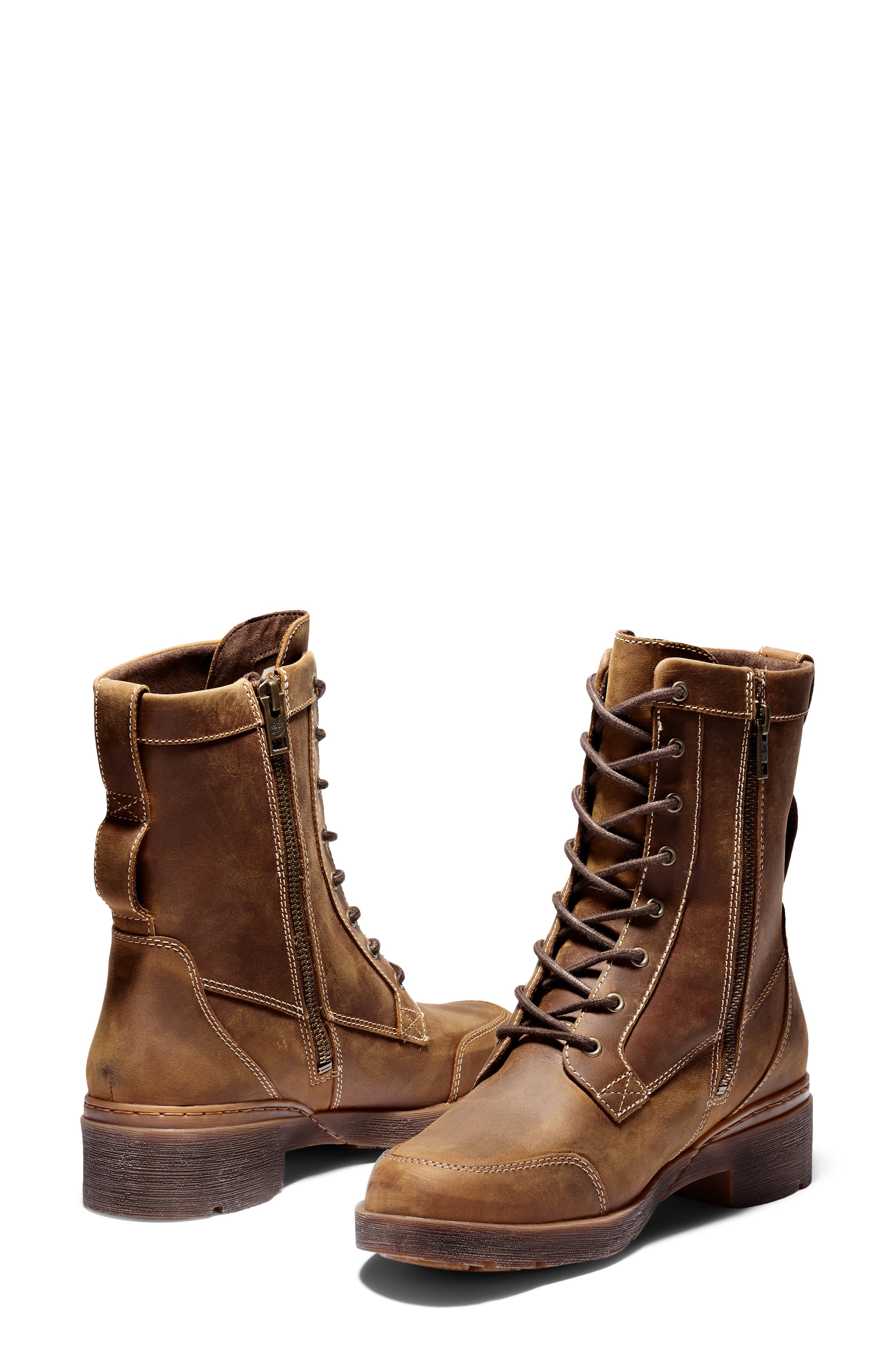 Graceyn Waterproof Lace-Up Boot, Alternate, color, RUST LEATHER