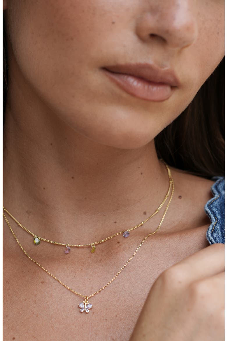 Cubic Zirconia Station Necklace, Alternate, color, GOLD