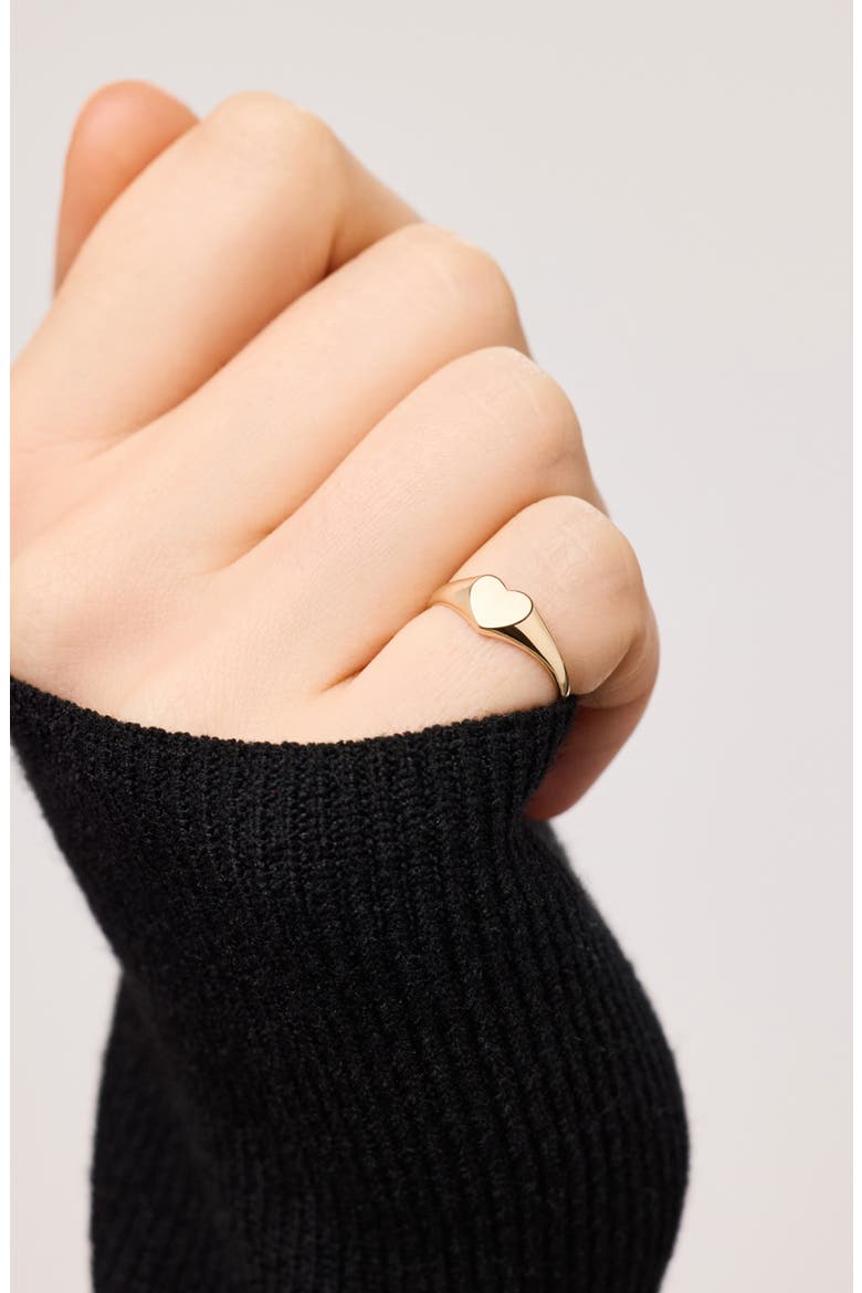 Solid Yellow Gold - Heart Signet Ring, Alternate, color, Gold