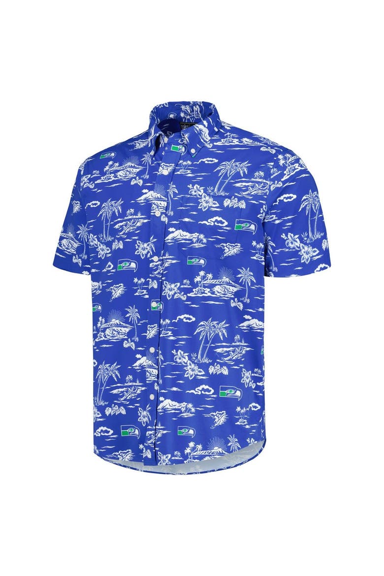 Men's Reyn Spooner Royal Seattle Seahawks Throwback Kekai Print Button-Up Shirt, Alternate, color, Royal