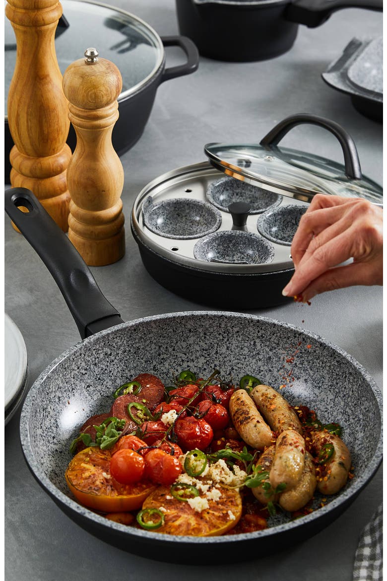 STONE X² Non Stick Frypan Twin Pack  26cm/10" & 30cm/12", Alternate, color, Black