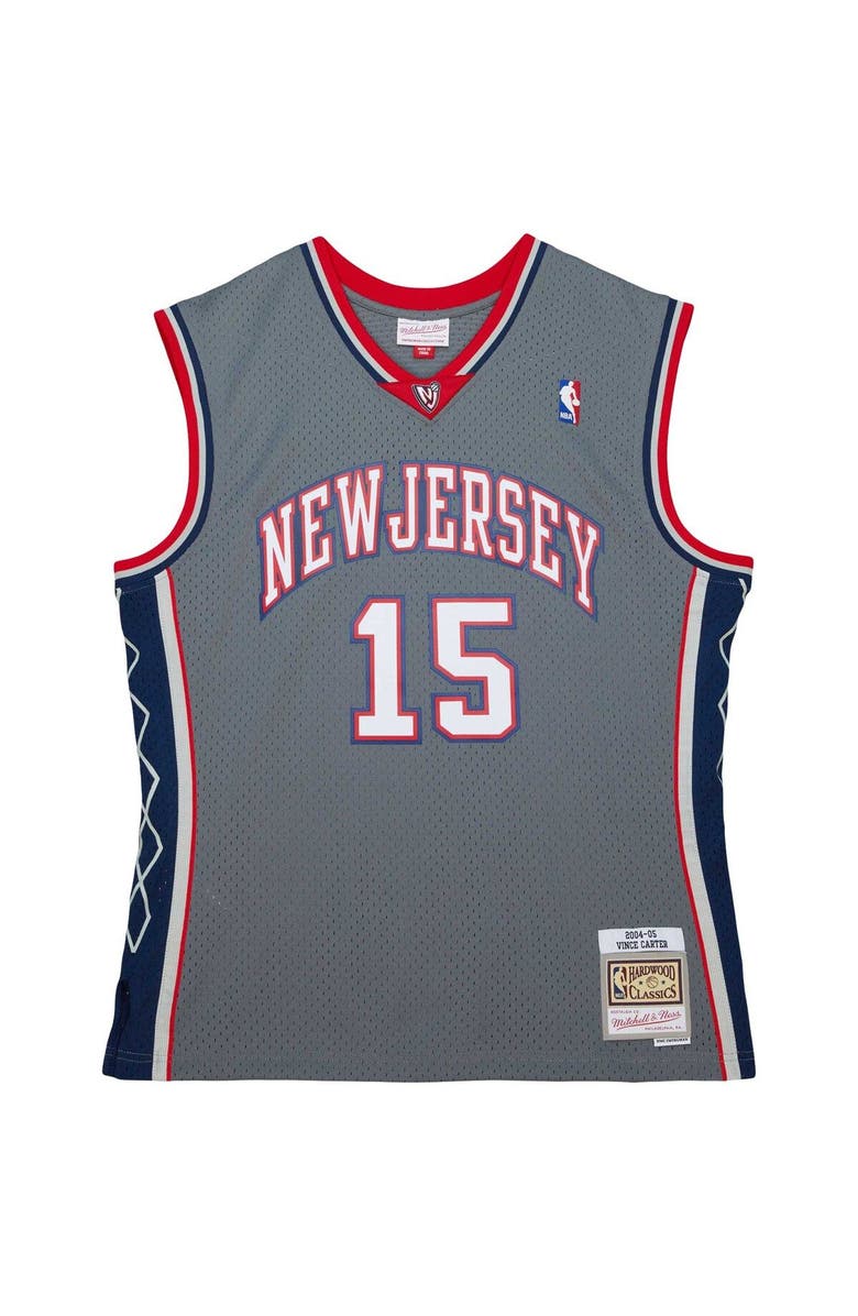 Mitchell & Ness Men's Mitchell & Ness Vince Carter Gray New Jersey Nets 2001/02 Hardwood Classics Swingman Jersey, Alternate, color, 