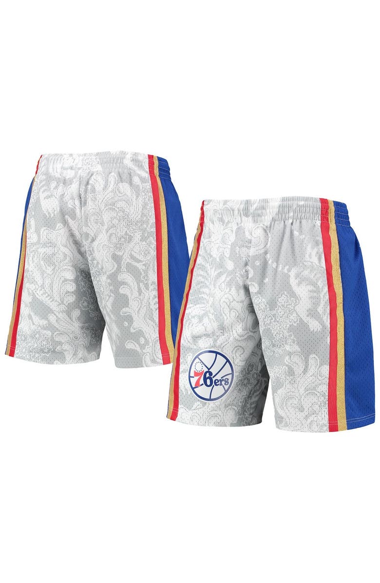 Mitchell & Ness Men's Mitchell & Ness White Philadelphia 76ers Hardwood Classics Lunar New Year Swingman Shorts, Alternate, color, 