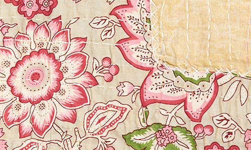 Taj Hotel Vintage Cotton Kantha Throw Blanket In Pink Floral