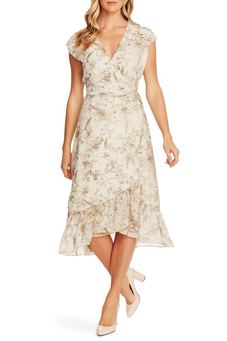 Botanical Breeze Faux Wrap Dress, Main, color, LIGHT SAGE