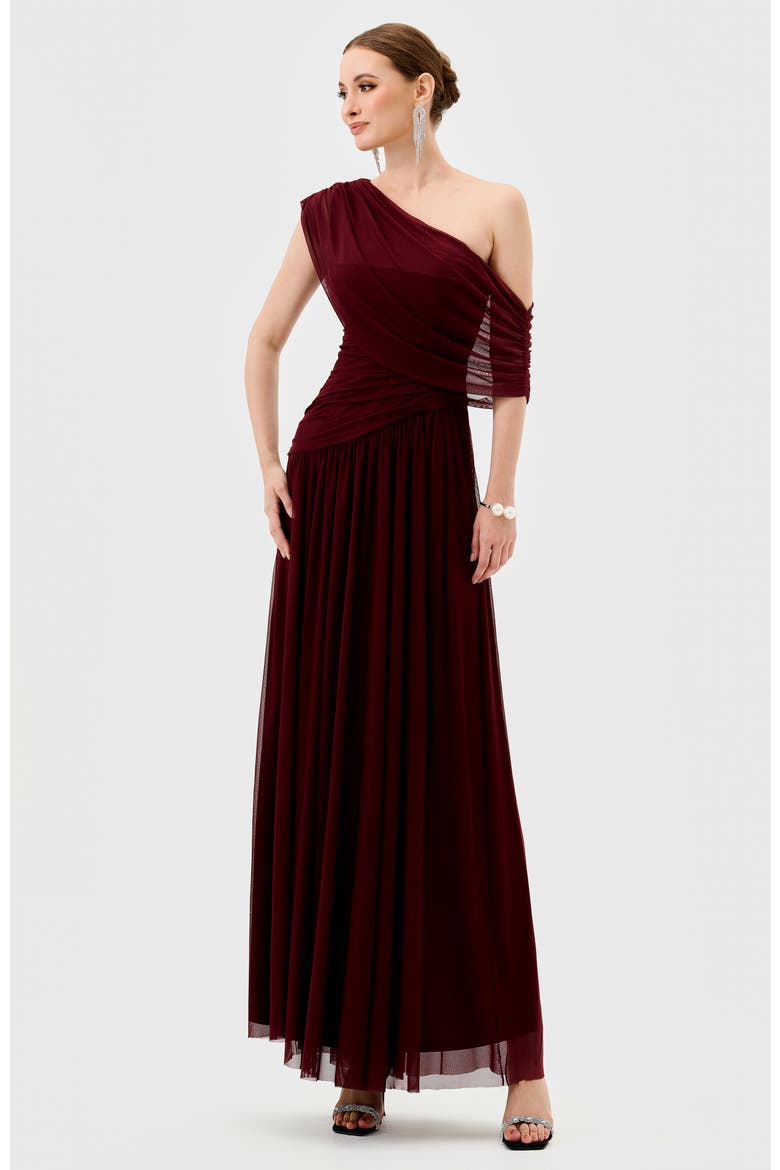 Macie Draped Maxi, Main, color, MAHOGANY