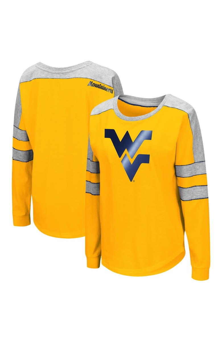 COLOSSEUM Women's Colosseum Gold West Virginia Mountaineers Trey Dolman Long Sleeve T-Shirt, Main, color,