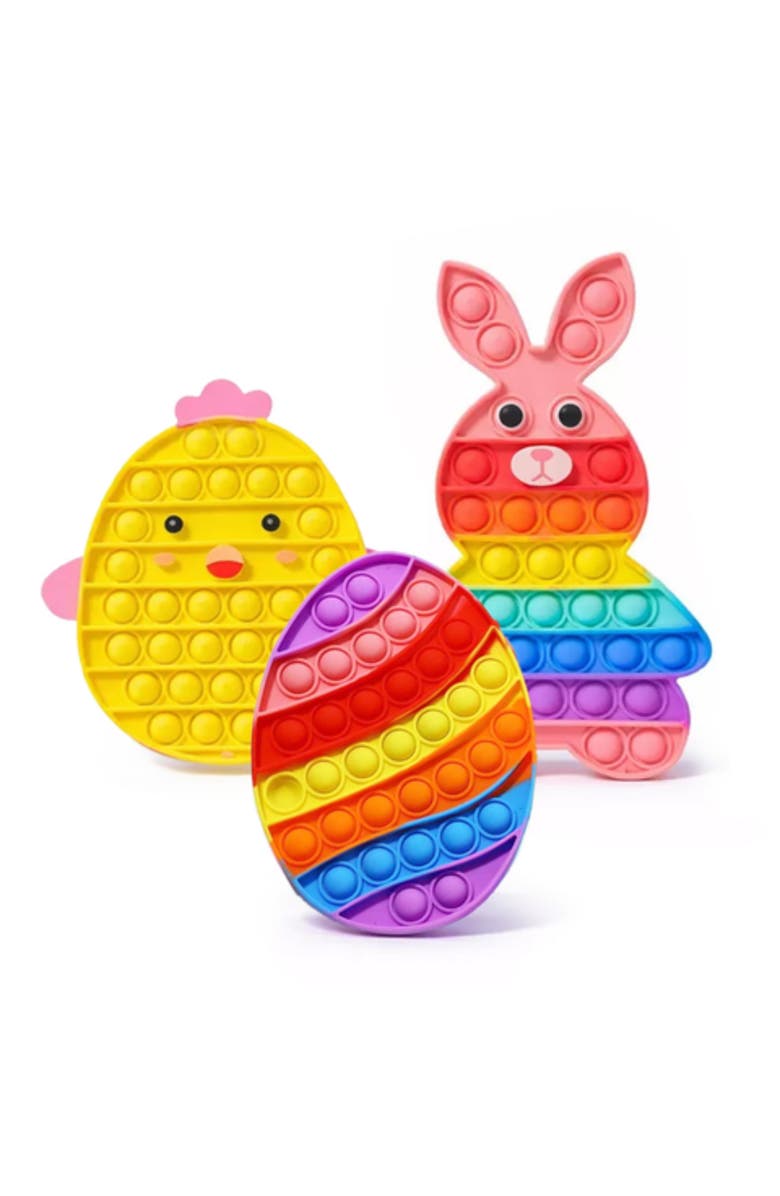 Sperric Easter Pop Toy 3-Pack, Rainbow Bunny Chicken Egg Fidget Set, Main, color, Multicolor