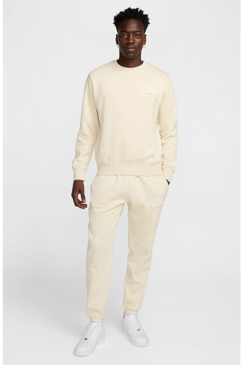 Club Fleece Crewneck Sweatshirt, Alternate, color, LIGHT KHAKI/ SAIL