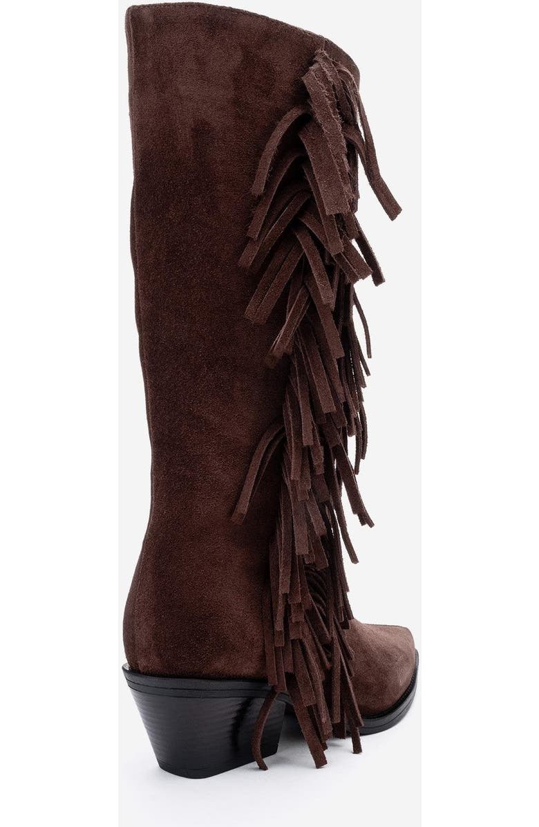 Forever & Always Shoes Orlo Leather Fringed Western Boot, Alternate, color, Brown Suede Leather