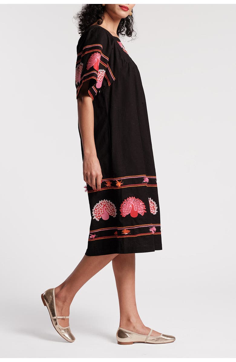 Frances Valentine Picnic Peacock Dress, Alternate, color, Black/Multi