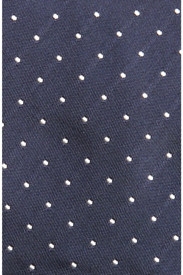 Pin Dot Silk Peau de Soie Tie, Alternate, color, NAVY