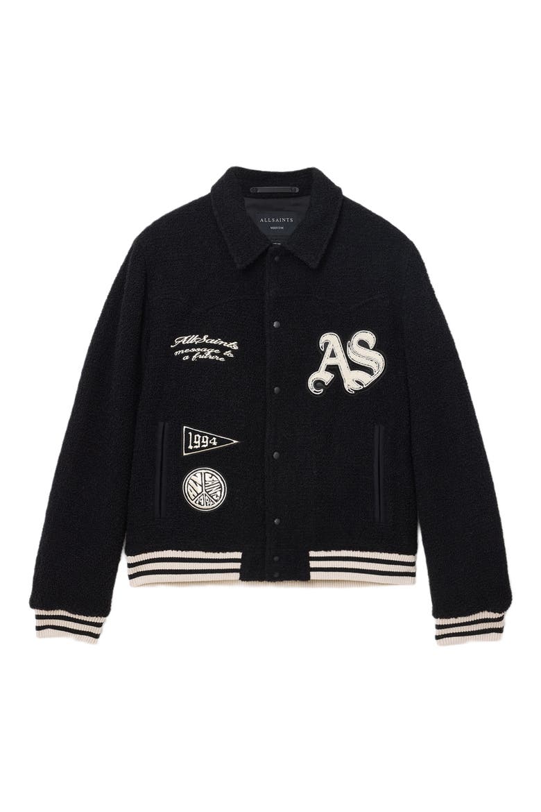 Baum Wool Blend Baseball Jacket, Alternate, color, BLACK