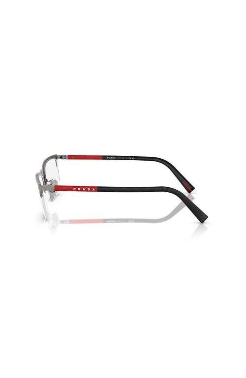 Prada Linea Rossa 55mm Rectangle Optical Glasses In Metallic