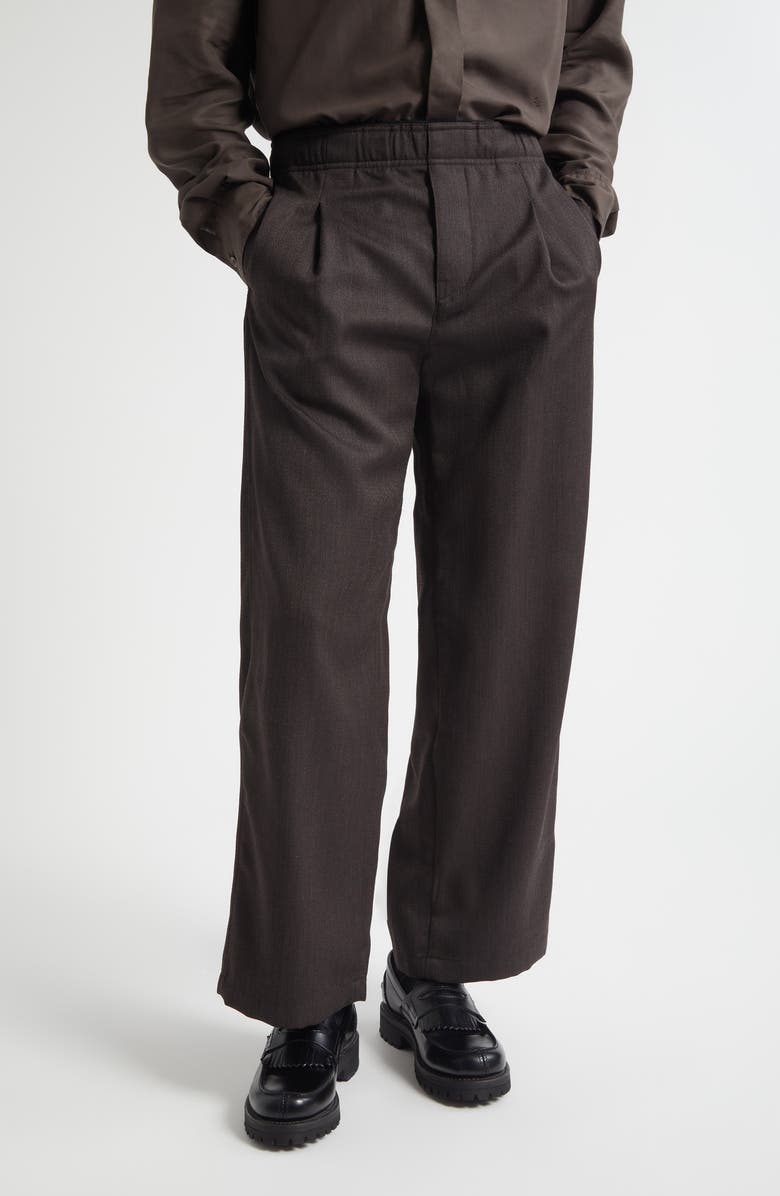 OUR LEGACY Leisure Pleated Virgin Wool Trousers, Main, color, Havana Bronw Chain Wool