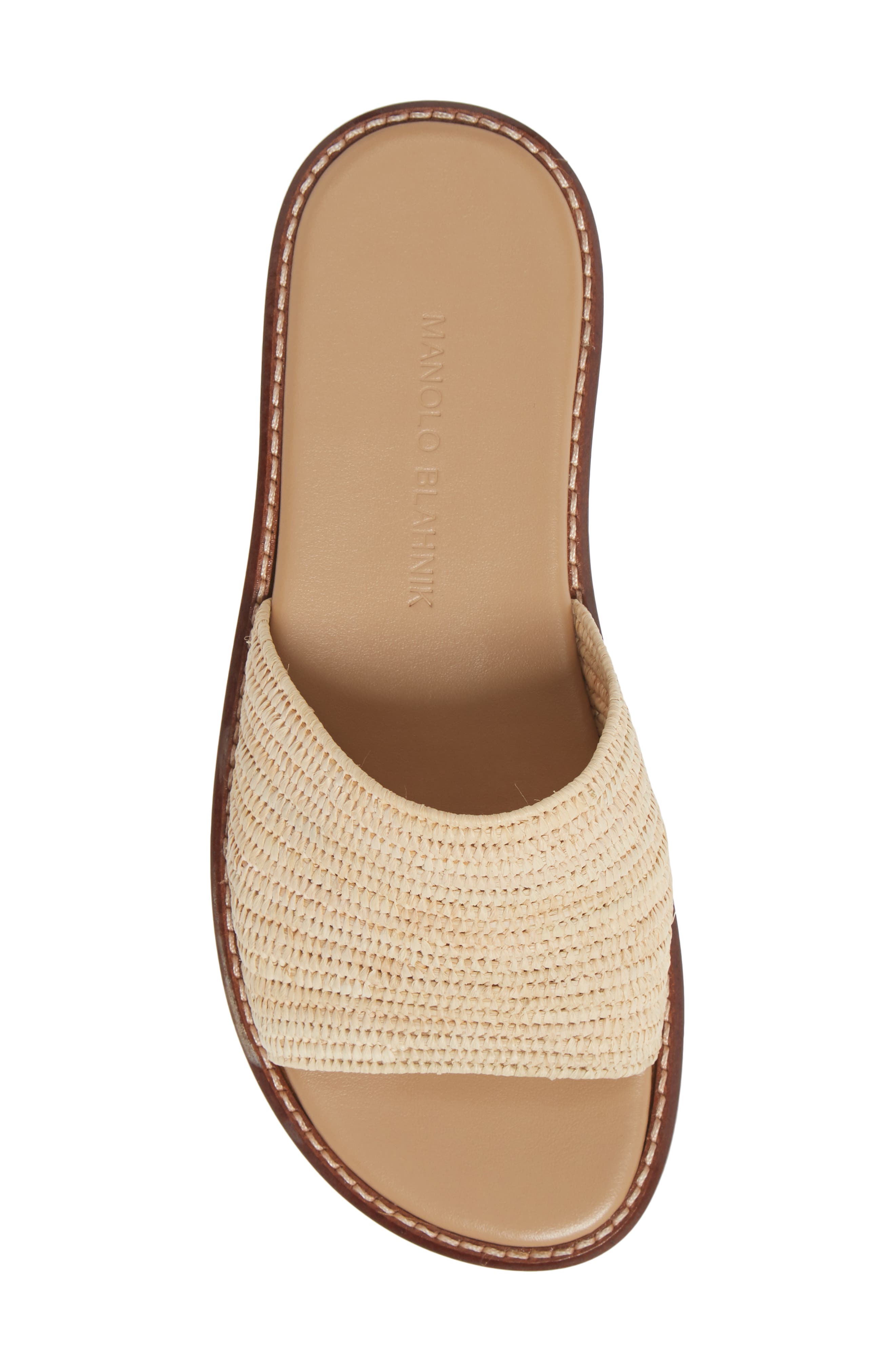 Manolo Blahnik Safina Woven Slide Sandal, Alternate, color, 